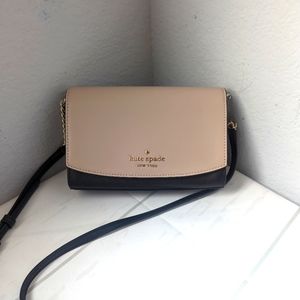 Kate Spade New York Staci Small Flap Crossbody Warm Beige Saffiano Leather